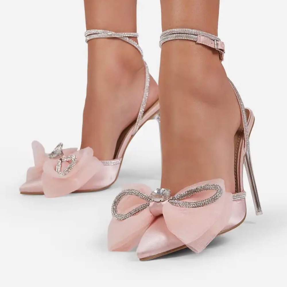 Pink bow tie heels